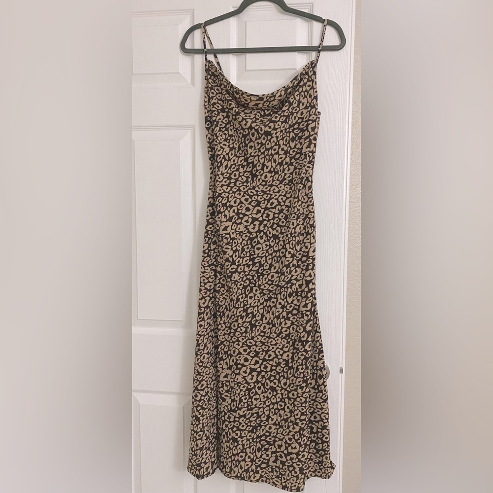 Shein animal leopard print maxi midi dress XS